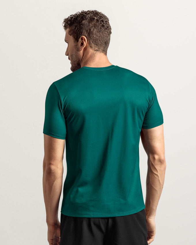 Camiseta deportiva masculina semiajustada de secado rápido#color_698-verde-oscuro