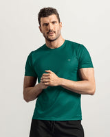 Camiseta deportiva masculina semiajustada de secado rápido#color_698-verde-oscuro