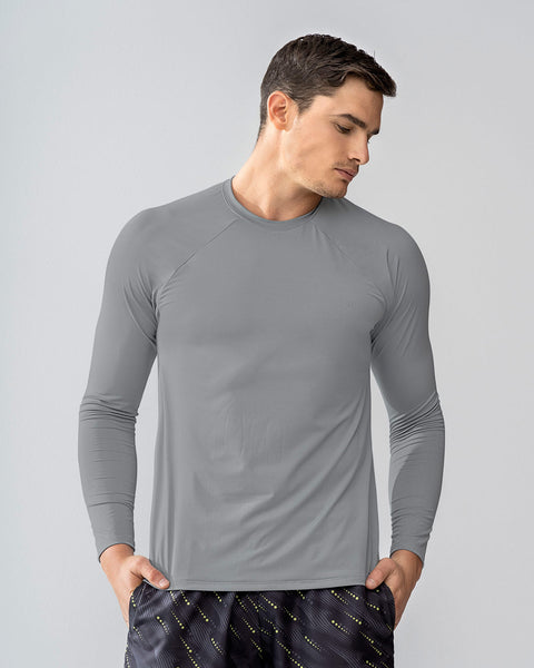 Camiseta deportiva de manga larga con acabado antibacterial para hombre#color_750-gris