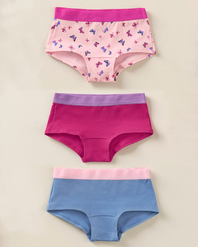 Paquete x 3 bloomers tipo hipster en algodón suave para niña#color_s40-mariposas-rosa-azul