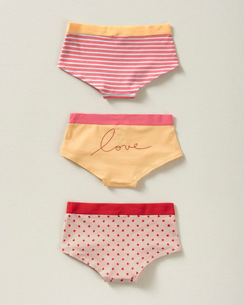 Paquete x 3 bloomers tipo hipster en algodón suave para niña#color_s41-corazones-rayas-estampado-love