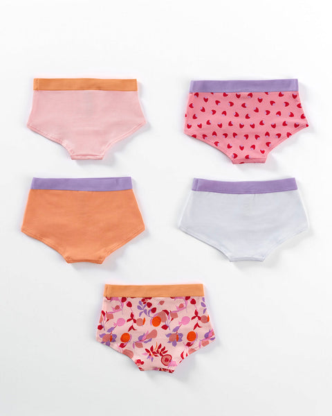 Paquete x 5 bloomers tipo hipster en algodón suave para niña#color_s23-blanco-naranja-frutas-fresas-rosado