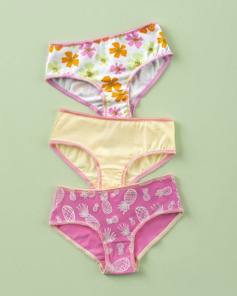 Paquete x 3 bloomers clásicos en algodón suave para niña#color_s23-flores-pinas-marfil