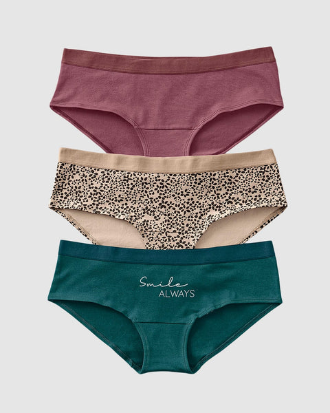 3 bloomers estilo hipster en algodón#color_s46-cafe-estampado-verde-estampado-rosa-oscuro