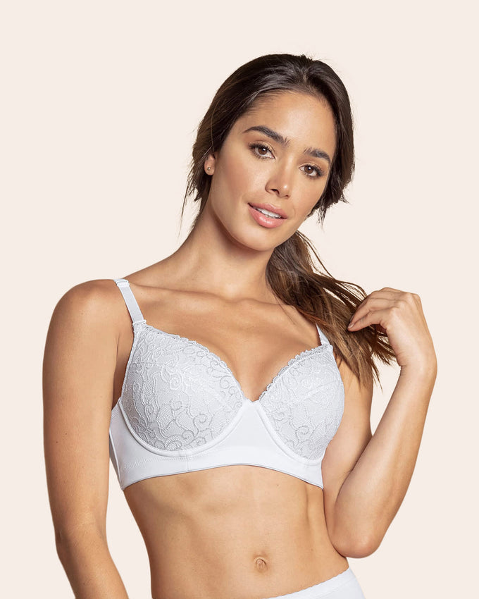 Brasier triangular copa completa con encaje en copas y tecnología powerslim#color_000-blanco