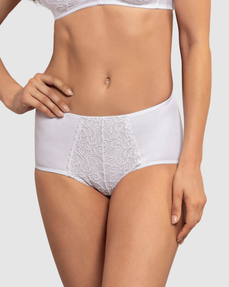 Bloomer clásico de control suave con toques de encaje en abdomen