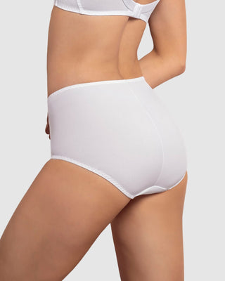 Bloomer clásico de control suave con toques de encaje en abdomen#color_000-blanco