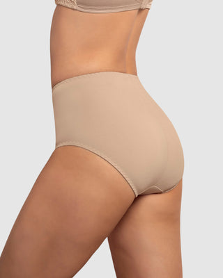 Bloomer clásico de control suave con toques de encaje en abdomen#color_802-cafe-claro