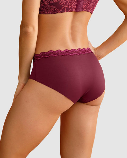 Bloomer hipster con encaje en cintura tiro medio#color_382-vino