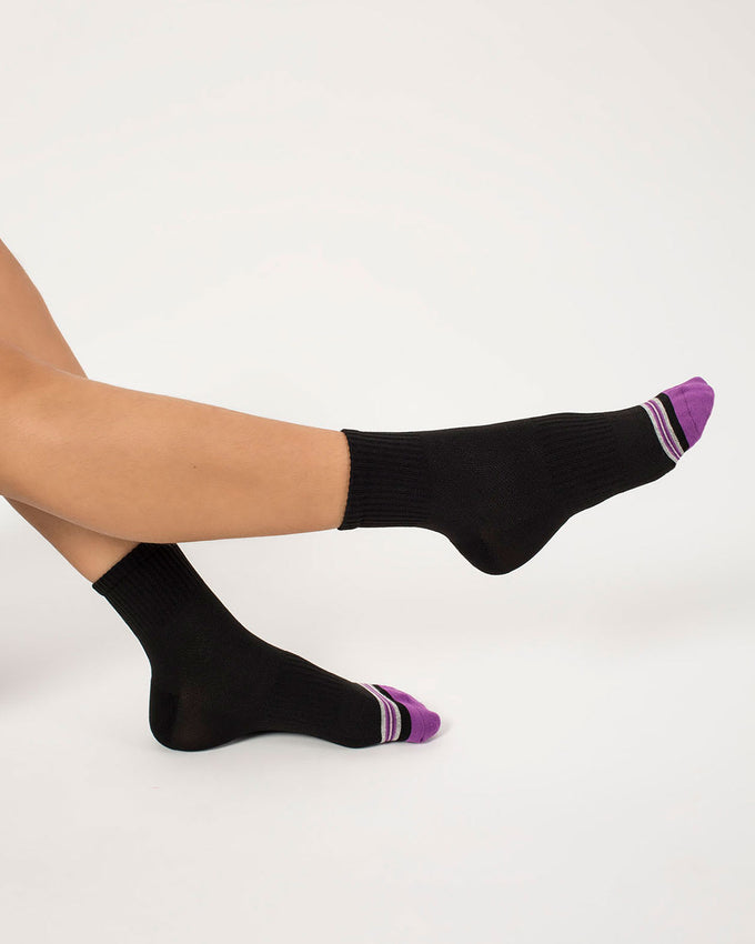 Calcetines al tobillo con tejido mesh para mejor transpiración y soporte en tobillo#color_701-negro