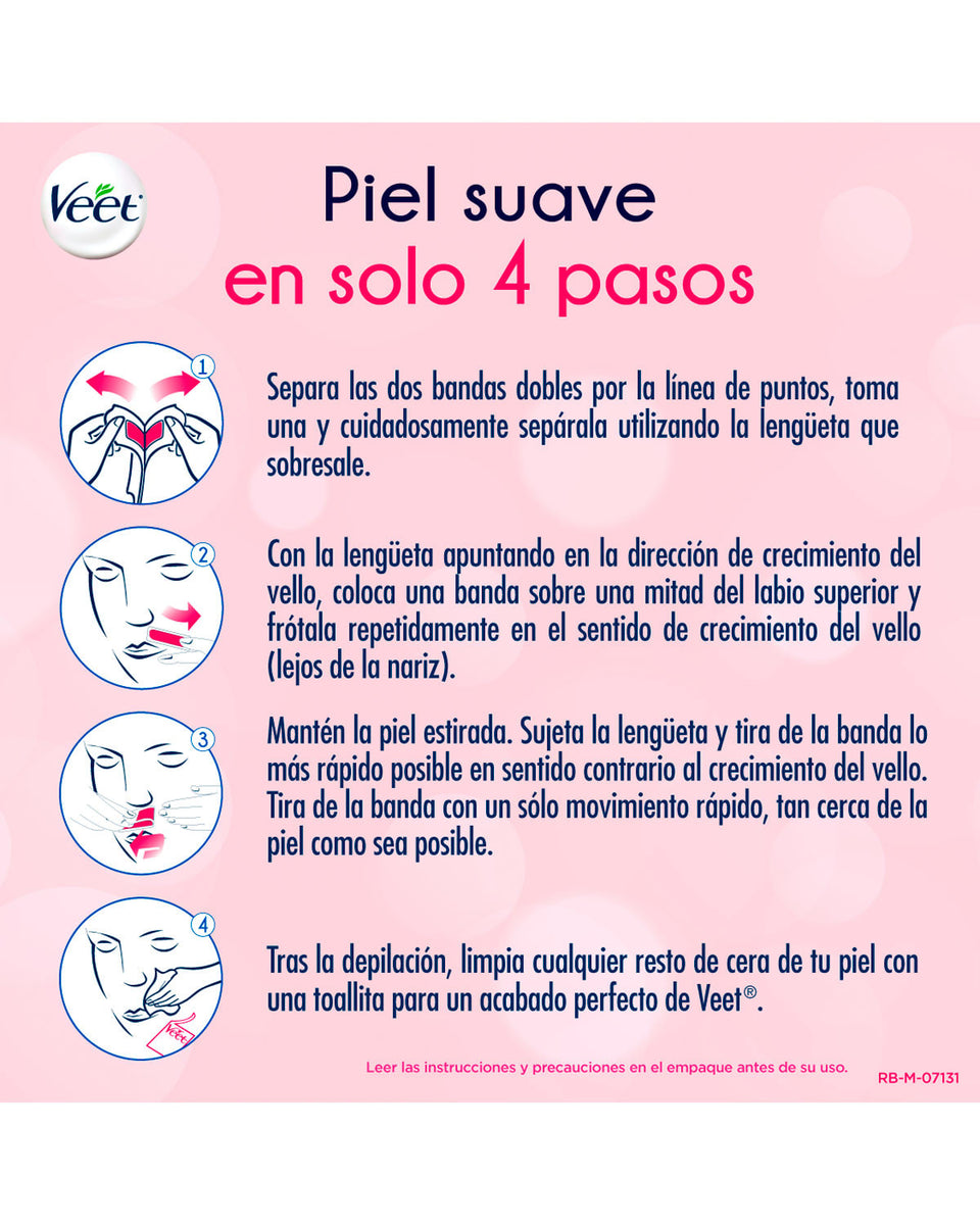 Veet Facial Bandas De Cera Depilatoria Pieles Normales Leonisa - Main Image