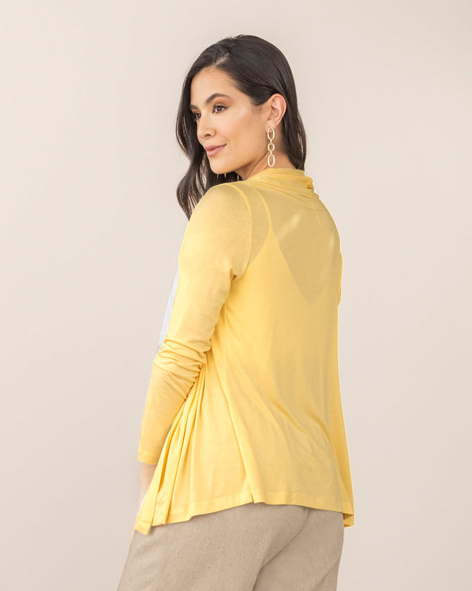 Saquillo manga larga en tejido de punto para mujer#color_111-amarillo