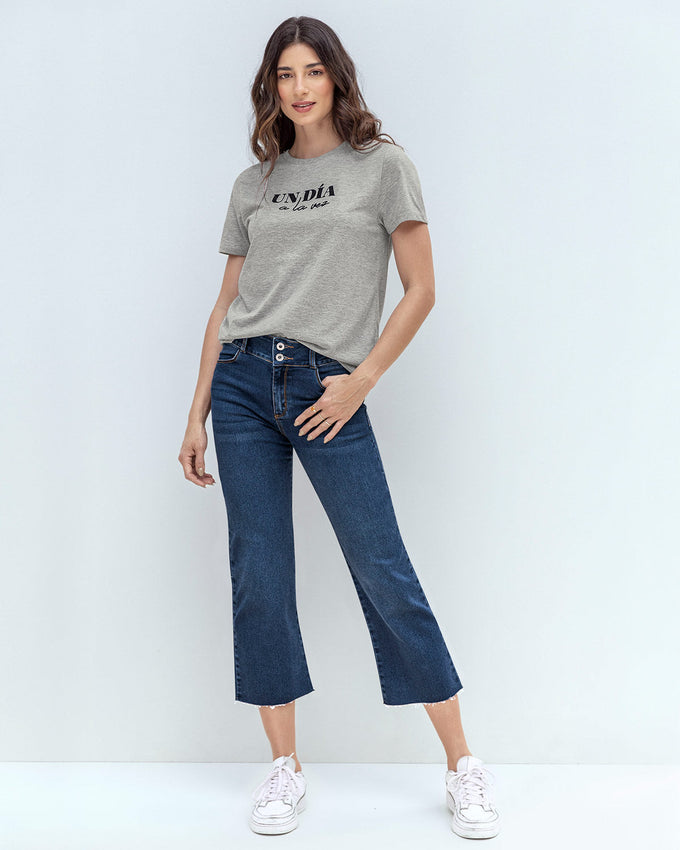 Blusa manga corta cuello redondo#color_092-gris-jaspe