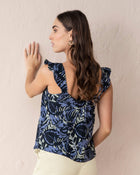 Blusa manga sisa con boleros en mangas y escote cuadrado