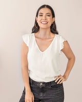 Blusa manga corta con boleros y escote en v#color_018-marfil