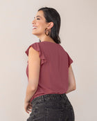 Blusa manga corta con boleros y escote en v