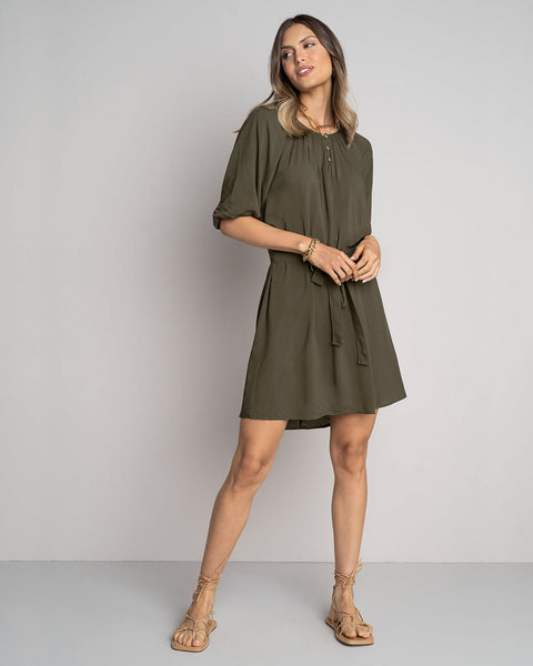 Vestido corto con perilla funcional#color_613-verde-militar