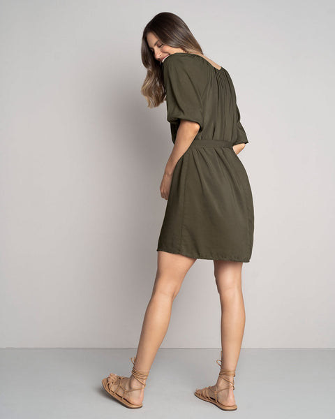 Vestido corto con perilla funcional#color_613-verde-militar