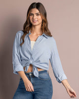 Blusa manga larga con charretera y botón#color_034-rayas-azules