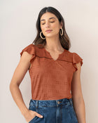 Blusa manga corta en ojalillo