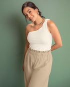Pantalón ruedo ancho con cintura elástica