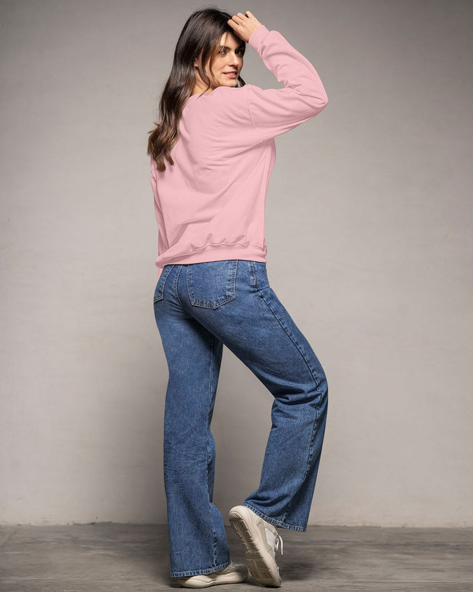 Suéter manga larga con cuello, fajón y puños en rib#color_301-rosado