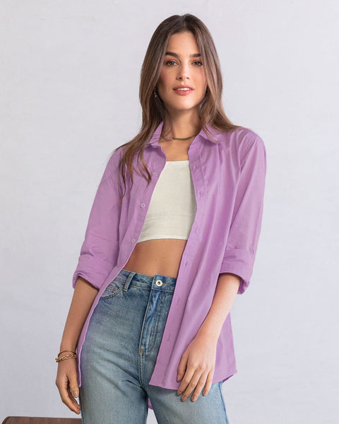 Blusa manga larga oversize con perilla funcional#color_424-lila