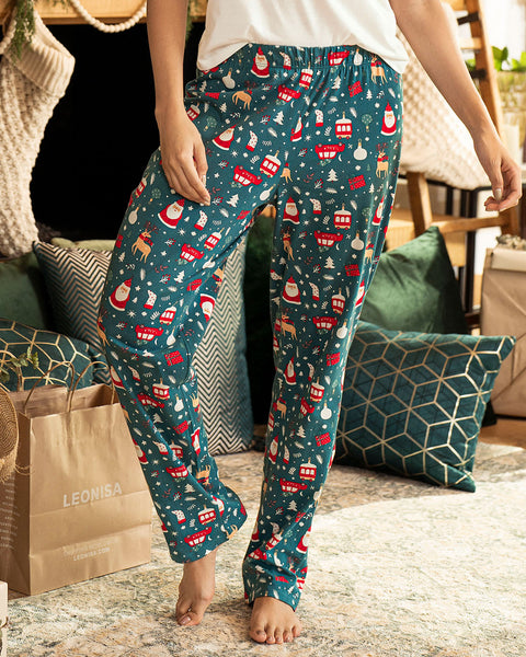 Pantalón de pijama para mujer con estampado de navidad#color_145-estampado-navidad