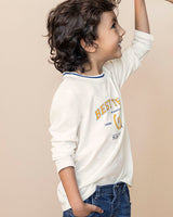 Camiseta manga larga con cuello tejido en contraste para niño#color_016-blanco