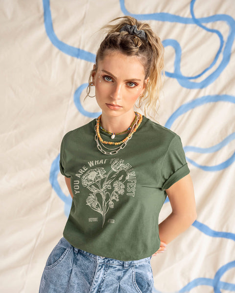 Blusa manga corta con estampado#color_068-verde