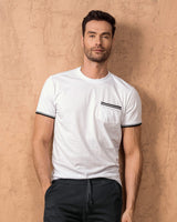 Camiseta manga corta con puños tejidos#color_000-blanco