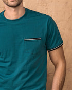 Camiseta manga corta con puños tejidos