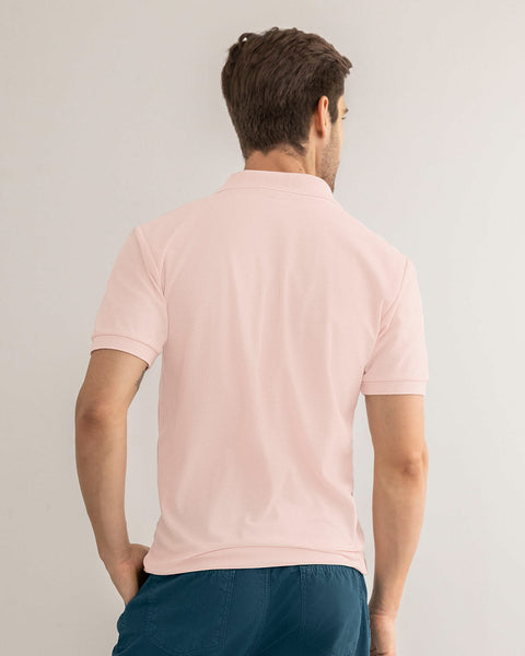 Camisa tipo polo para hombre con bordado en el frente#color_304-rosado